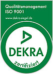 Abbildung des Dekra-Siegels Qualitätsmanagement ISO 9001