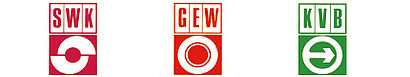 Alte Logos von SWK, GEW und KVB