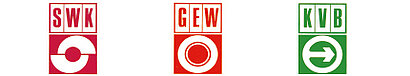 Alte Logos von SWK, GEW und KVB